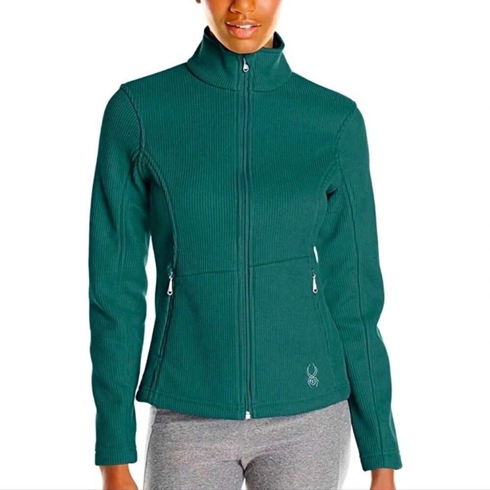 Spyder Core Full Zip Sweater Jacket Zip Pockets Green Women Size XL